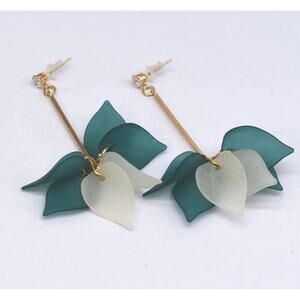 Acrylic Flower Petal Rhinestone Earrings*